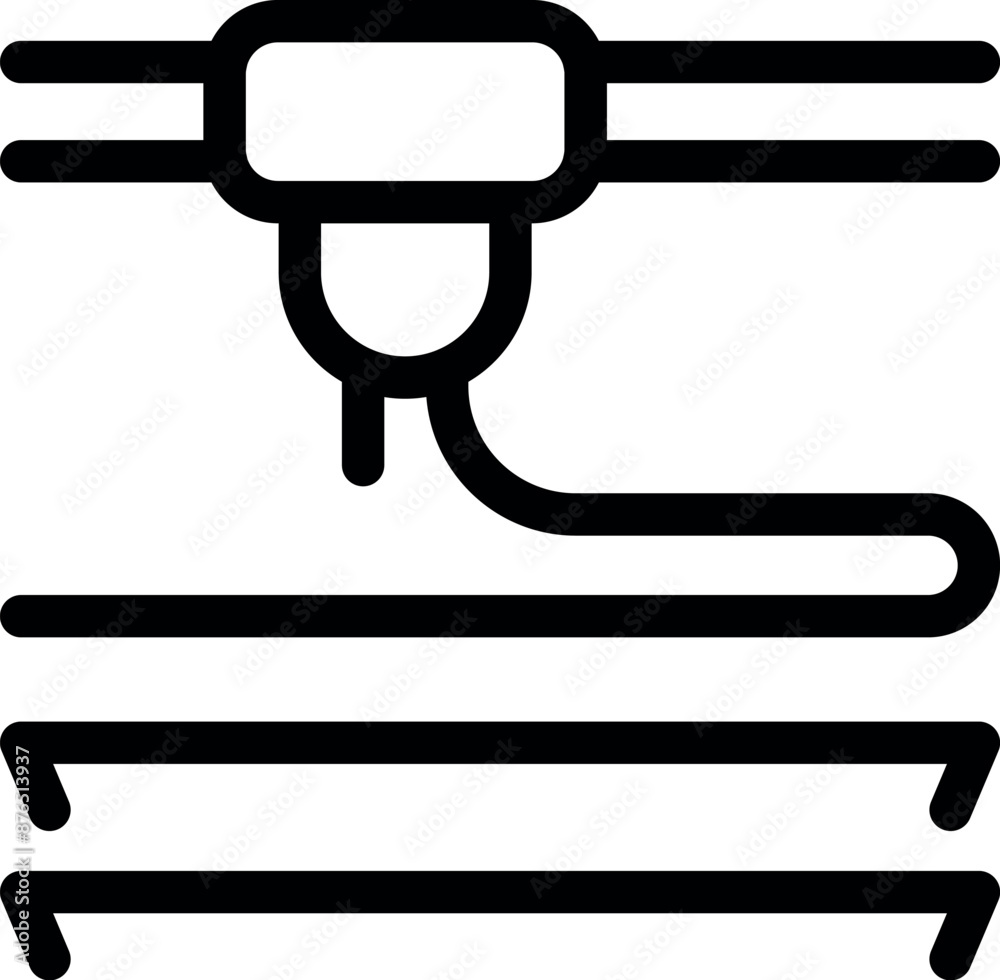 Aufkleber line art icon of a 3d printer creating an object layer by layer