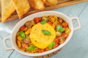 Baked camembert cheese