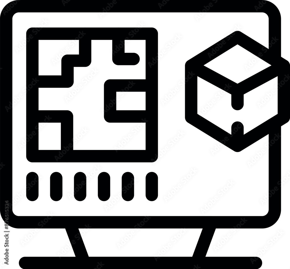 Poster computer is displaying a 3d model on screen, suggesting the use of cad software for product design a