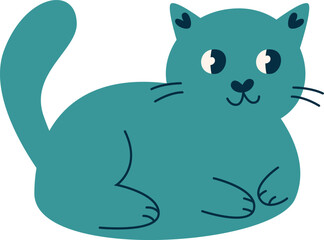 Lying Cat Hand Drawn