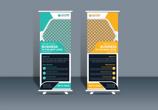 Stylish corporate business roll up banner signage standee and retractable x stand banner pull popup banner template unique design