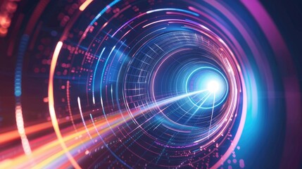 Futuristic Wave and Data Stream: Cyberpunk Vortex Funnel Technology Vector Background