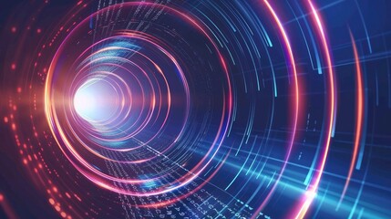 Obraz premium Futuristic Wave and Data Stream: Cyberpunk Vortex Funnel Technology Vector Background