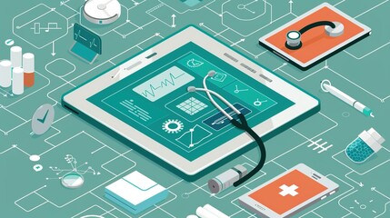 Efficient Medical Billing and Coding on Digital Tablet in Tidy Workspace Setting - Concept of Healthcare Administration and Technology Integration