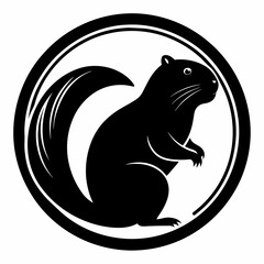 Beaver Silhouette Wildlife Art on White
