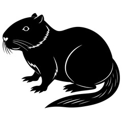 Beaver Silhouette Wildlife Art on White