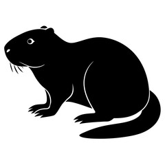 Beaver Silhouette Wildlife Art on White