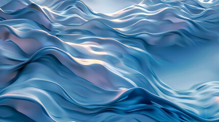 Fototapeta premium fluid dynamic 3d waves in a serene blue, abstract concept of calm and motion