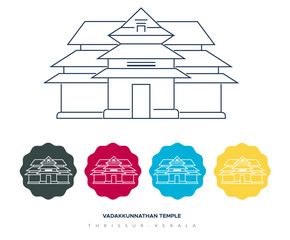 Vadakkunnathan Shiva Temple - Thrissur - Stock Illustration