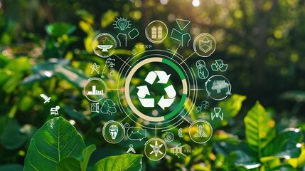 Sustainable Corporate Logo with Eco-Friendly Icons Close-Up