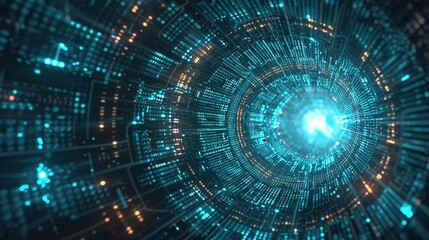 Digital Security Realm - Glowing Circuit Patterns and Binary Code Abstract Background