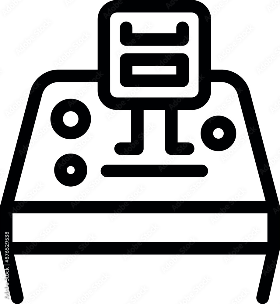 Poster line icon of a drone remote controller displaying flight parameters on its digital screen, symbolizi