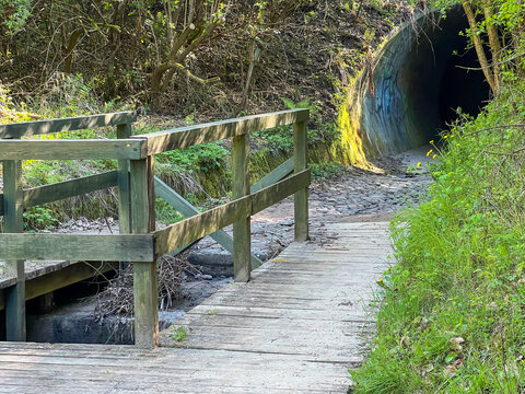 A tunnel in the Chlapowska valley under a historic road, an approximately 100-year-old "highway of the sun".