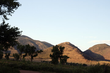 Mountains and trees at dawn in Browns Park National Wildlife Refuge in Colorado