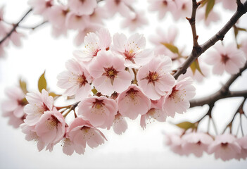 Close-up shot of blossoms on cherry tree branch