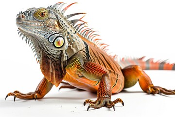 Obraz premium Full body view of iguana, full body shot, full body View isolated on white background