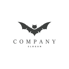 Bat logo design simple halloween bat black silhouette illustration design template