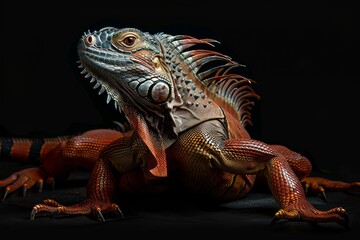 Obraz premium Full body view of iguana, in natural habitat, full body shot, full body View