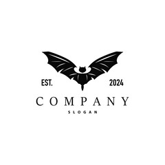 Bat logo design simple halloween bat black silhouette illustration design template
