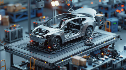 Fototapeta premium Machine Builder's Day. car assembly shop. car manufacturing. car assembly.