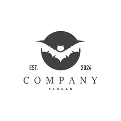 Bat logo design simple halloween bat black silhouette illustration design template