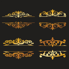Collection of luxury gold vintage floral borders