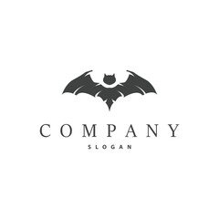 Bat logo design simple halloween bat black silhouette illustration design template