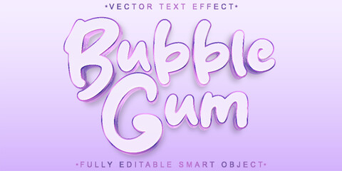 Cute Sweet Bubble Gum Ball Vector Fully Editable Smart Object Text Effect