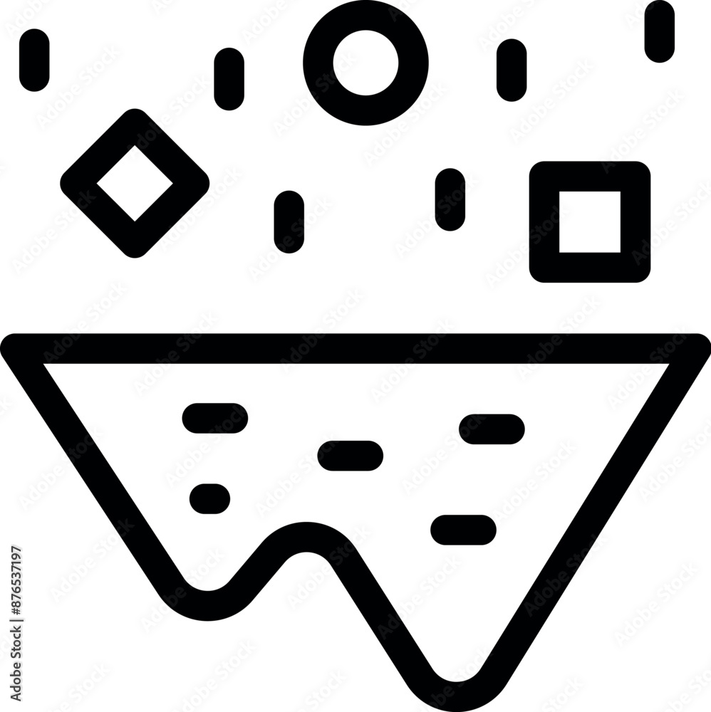 Poster line icon of a data lake being filled with data, representing the concept of big data and data stora