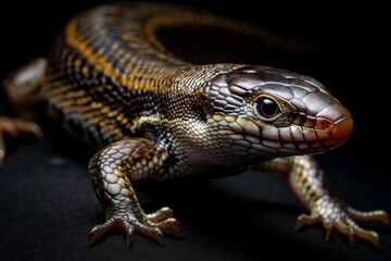 Obraz premium Full body view of Skink, in natural habitat, full body shot, full body View, isolated on black background