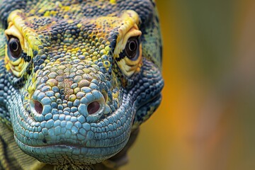 Fototapeta premium Komodo Dragon in eye level view, Full body view