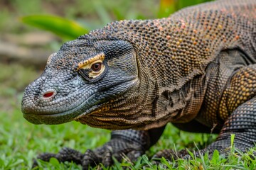 Obraz premium Komodo Dragon left side view, Anger, Menacing, Full body view