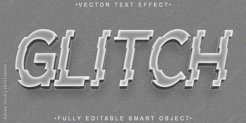 Poster screen error glitch vector fully editable smart object text effect
