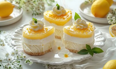 Sweet Bread Cake with Lemon Topping and Decorated with Fresh Fruit Sprinkles Generate AI