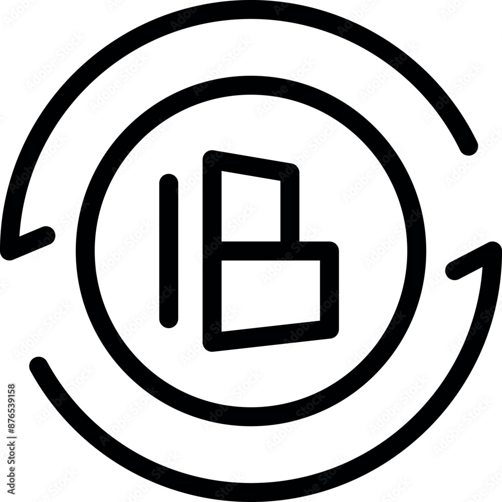 Poster simple bold line icon representing data synchronisation process