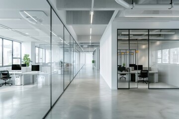 Modern Office Interior with Glass Partitions