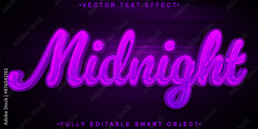 Poster purple script midnight vector fully editable smart object text effect