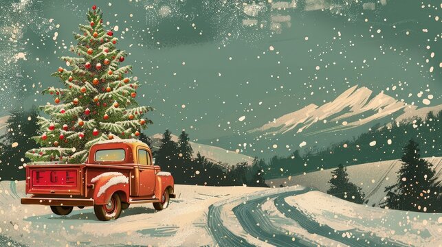 Vintage themed Christmas card