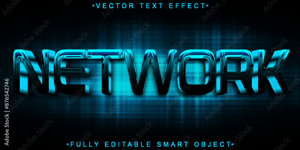 Poster blue tech network vector fully editable smart object text effect
