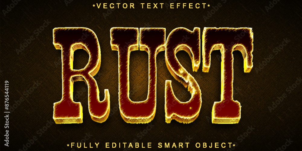 Poster worn shiny rust bronze vector fully editable smart object text effect