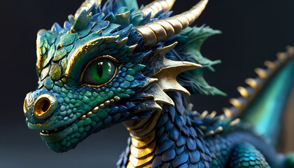 Obraz premium Majestic dragon with emerald scales