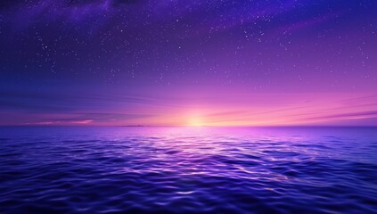 Obraz premium Purple Sunset Over a Tranquil Sea
