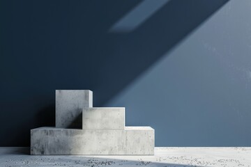 Concrete Steps Against a Blue Wall