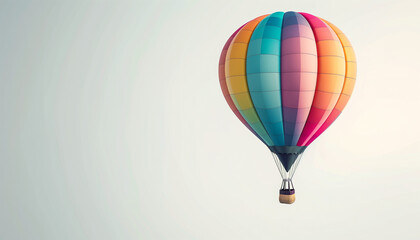 Obraz premium Colorful hot air balloon in the sky on a light background vibrant and playful perfect for travel or adventure themes