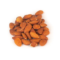 almond isolated on white background pile