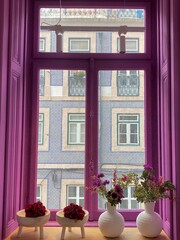 Pink Purple Colorful Window in Europe, Portugal, Lisbon
