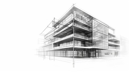 Fototapeta premium Sketch of modern architecture construction of a multi-story building