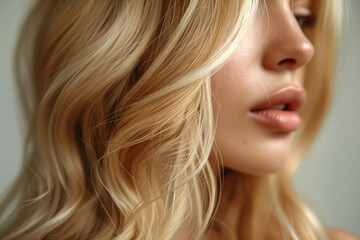 Naklejka premium Blonde, shiny, healthy hair, perfect for premium hair products advertisement