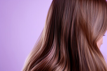 Naklejka premium Beautiful brown hair, shiny and smooth, perfect for hair product advertising