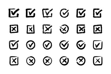 Tick and cross  signs. Checkmark OK and X icons.